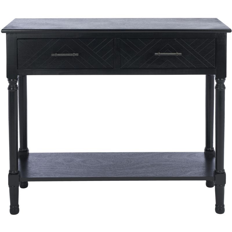 Peyton Black Wood and Metal Hallway Table with Storage