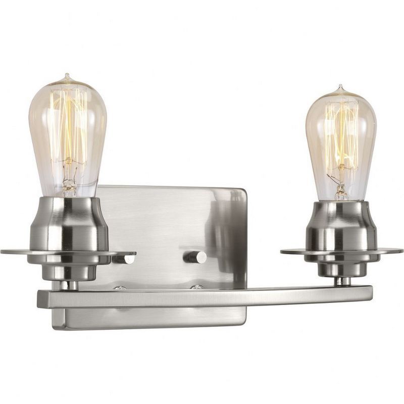 Brushed Nickel 2-Light Bath Vanity Fixture with Clear Glass Shades