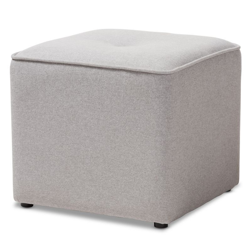 Corinne Light Gray Tufted Fabric Upholstered Ottoman