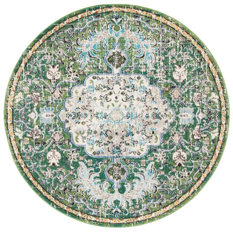 Madison 9' Round Green and Turquoise Synthetic Rug