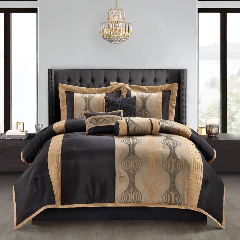 California King Black and Gold Microfiber Comforter Set