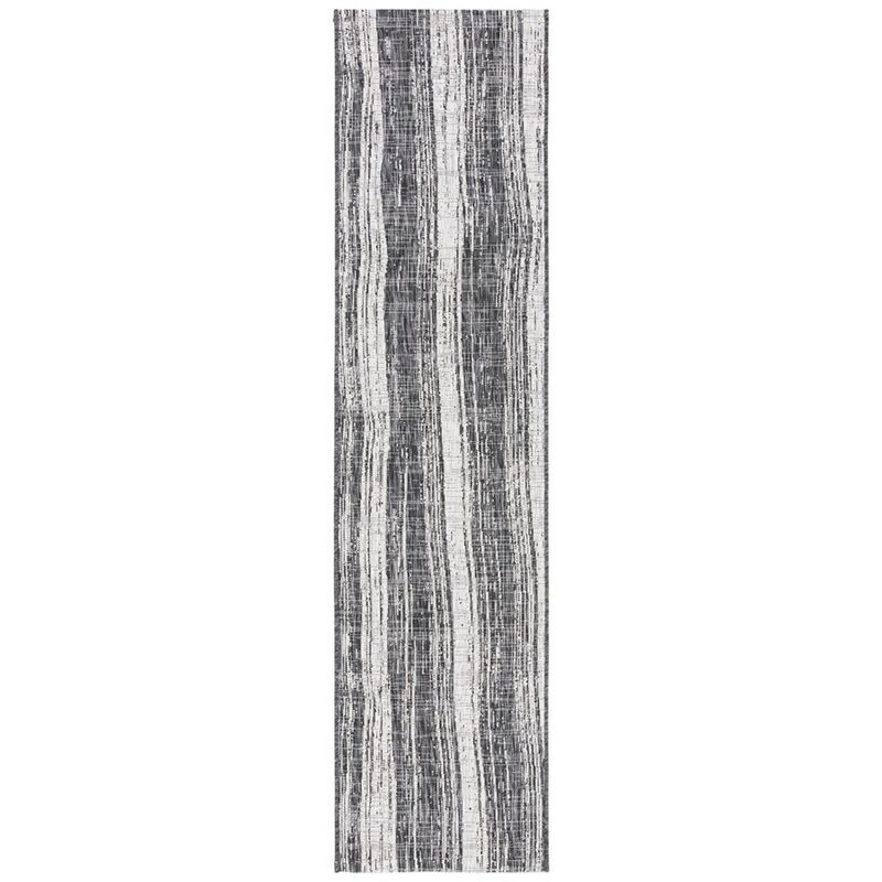 Courtyard Chic 26" Black Synthetic Non-Slip Easy Care Outdoor Rug