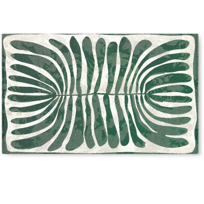 Green Jacquard Woven Polyester and Cotton Kitchen Mat 24" x 40"