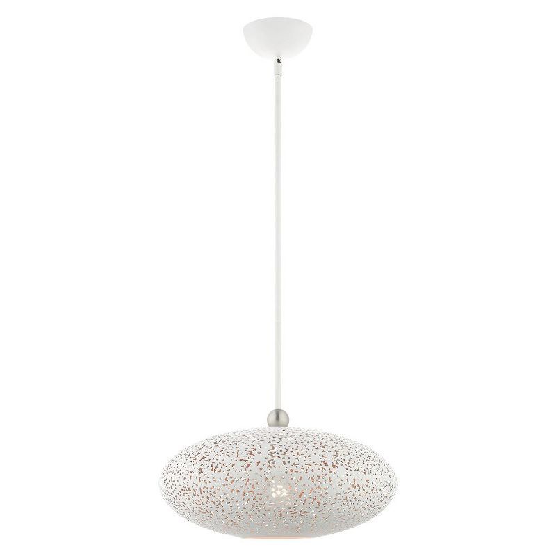 Charlton Mini Globe Pendant in White and Gold with Brushed Nickel Accents