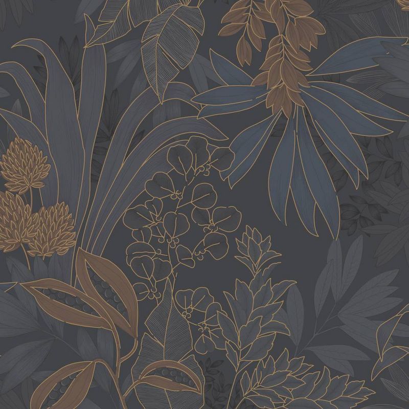 Twilight Floral Non-Pasted Grasscloth Wallpaper Roll