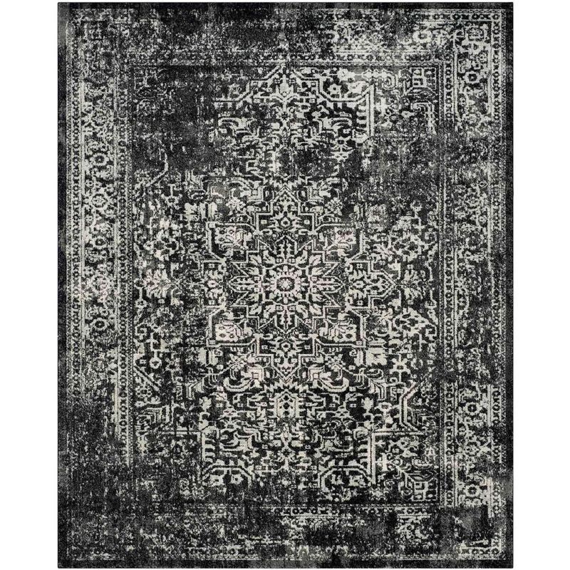 Evoke Black and Gray Floral Synthetic 9' x 12' Area Rug