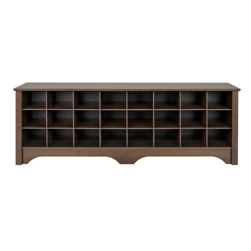Espresso Entryway Shoe Cubby Bench with 24 Storage Compartments