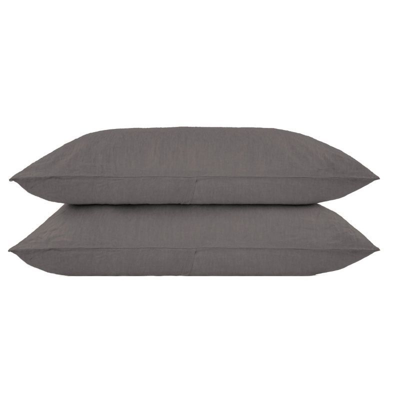 Slate Gray French Linen Standard Pillowcase Set