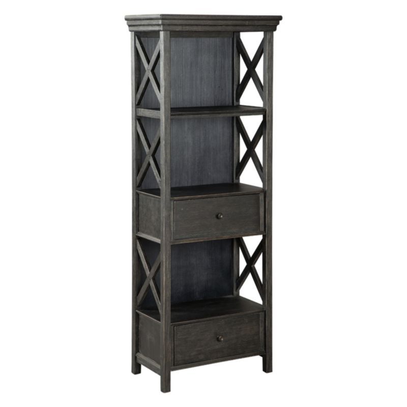 Transitional Black Lighted Display Cabinet with Roomy Drawers