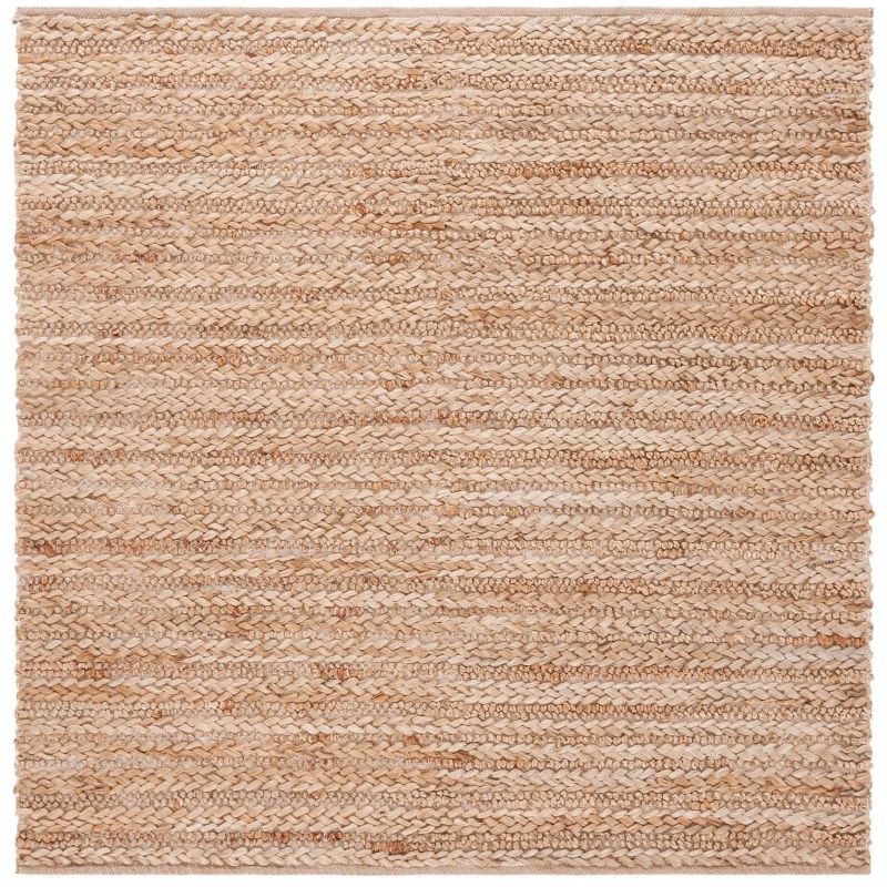 Hand-Knotted Beige Cotton Square Area Rug