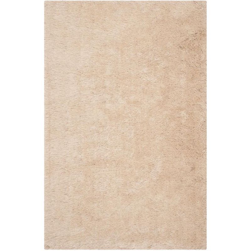 Champagne Hand-Tufted Shag Wool and Synthetic 4' x 6' Rug