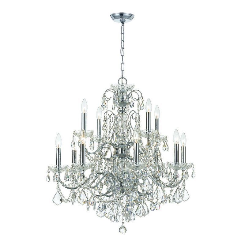 Imperial 12-Light Polished Chrome Chandelier with Clear Hand Cut Crystals