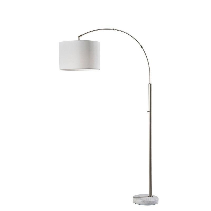 71" Adjustable White Marble Base Arc Lamp with Linen Shade