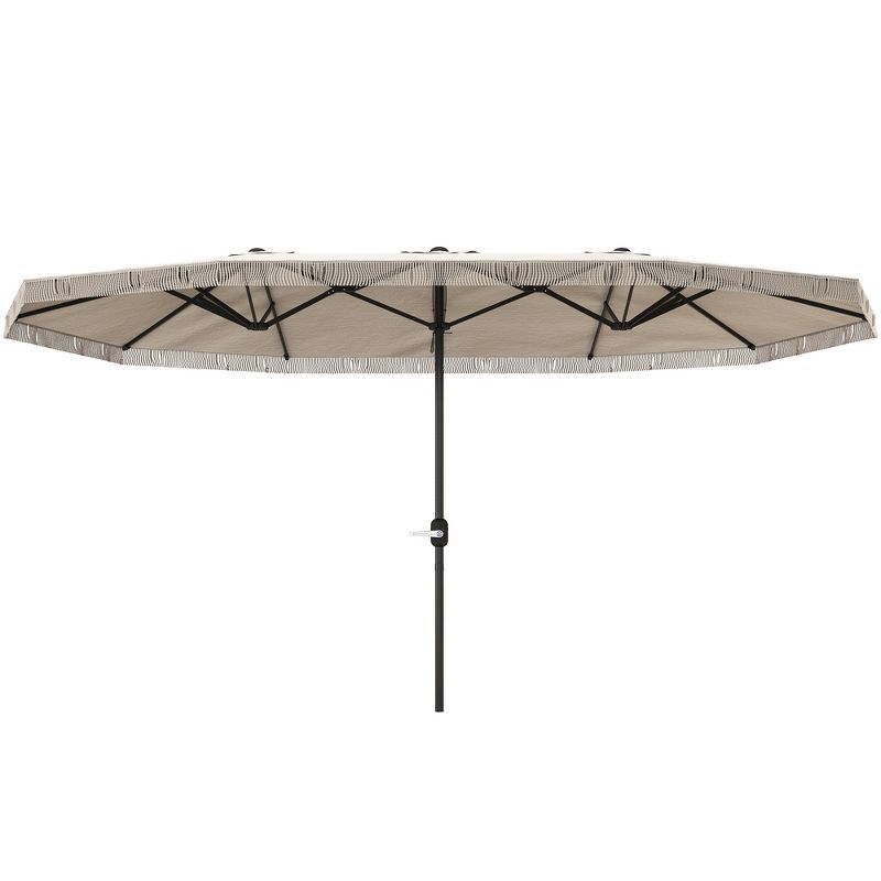 Extra Large Cream White Double-Sided Patio Umbrella with Easy Crank Handle
