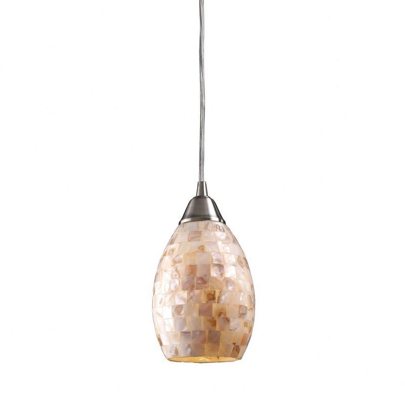 Capri Mini Pendant in Satin Nickel with Capiz Shell Shade