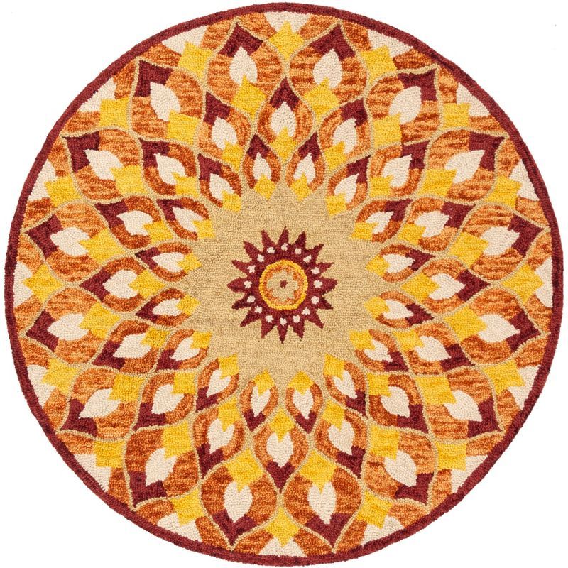 Handmade Multicolor Floral Wool Round Tufted Area Rug