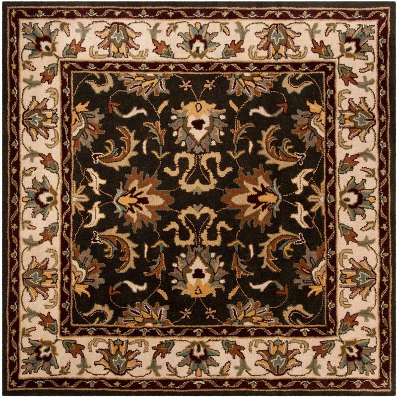 Heritage Black and Ivory Hand-Tufted Wool Square Rug, 6' x 6'