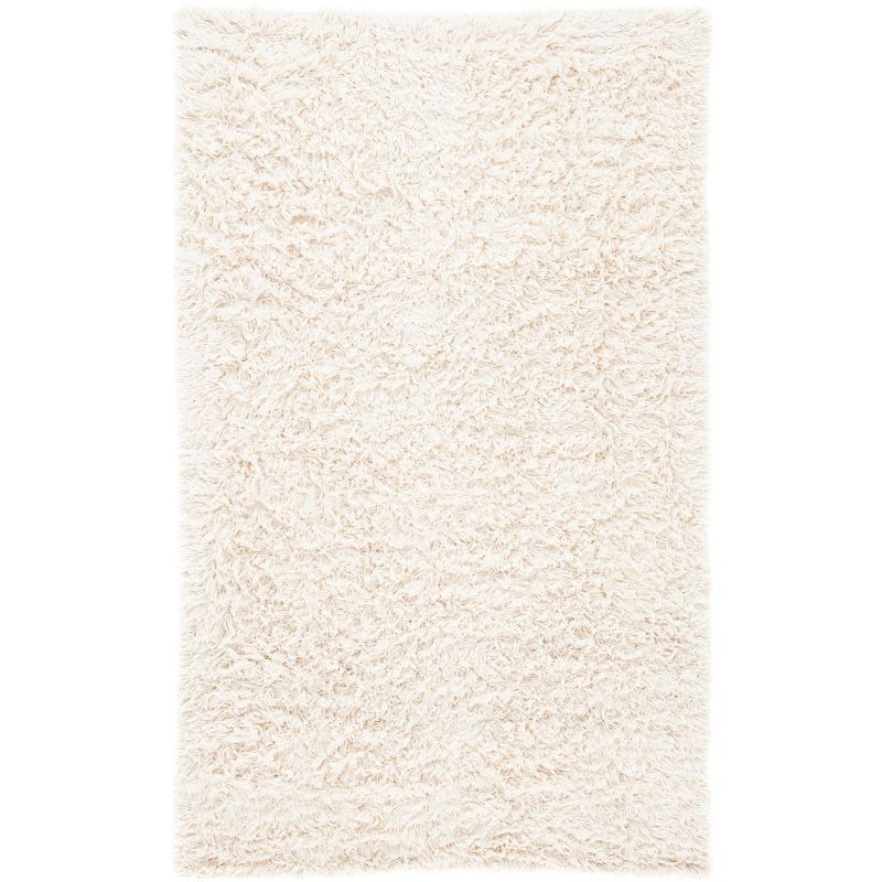 Ivory Handmade Wool Shag Area Rug 2' x 3'