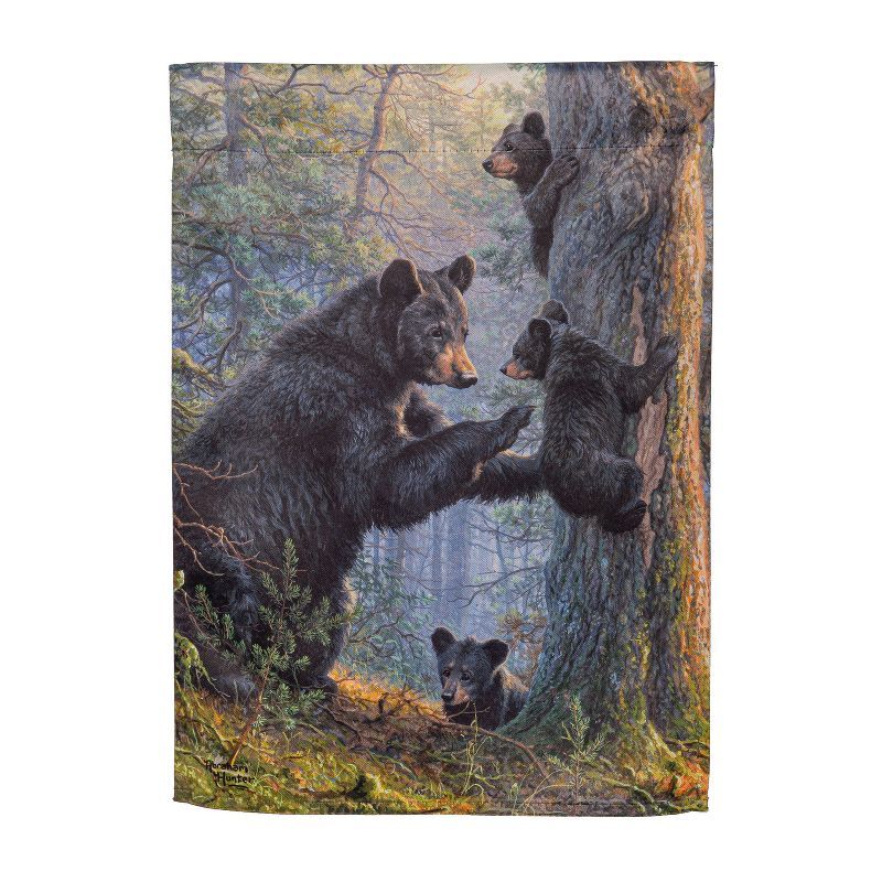 Bear Family Suede Garden Flag 12.5 x 18 Inches