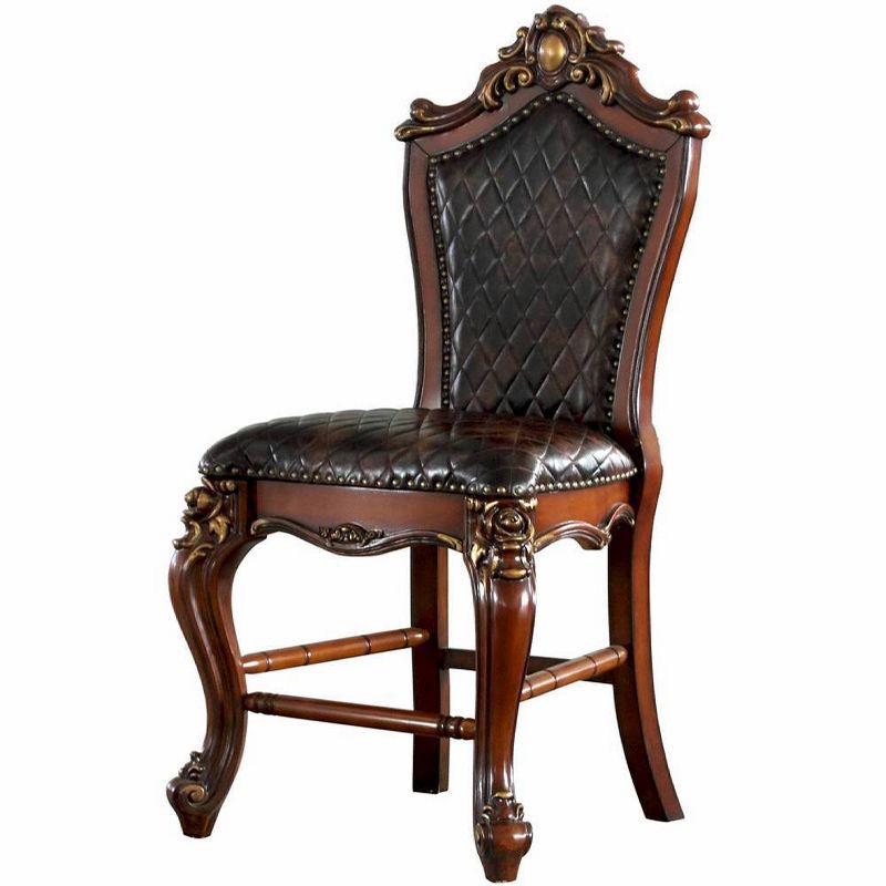 Picardy Cherry Oak Faux Leather Counter Height Chair Set