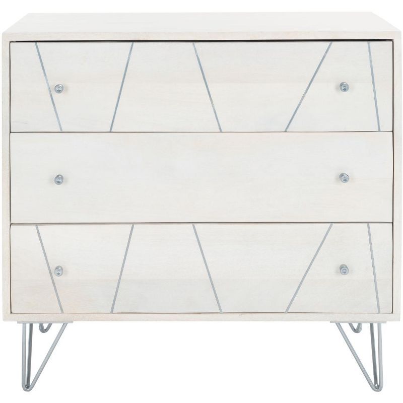 Mid-Century Modern Black and Rattan 3-Drawer Chest