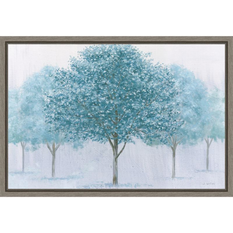 Peaceful Grove Blue and Gray Canvas Wall Art Print