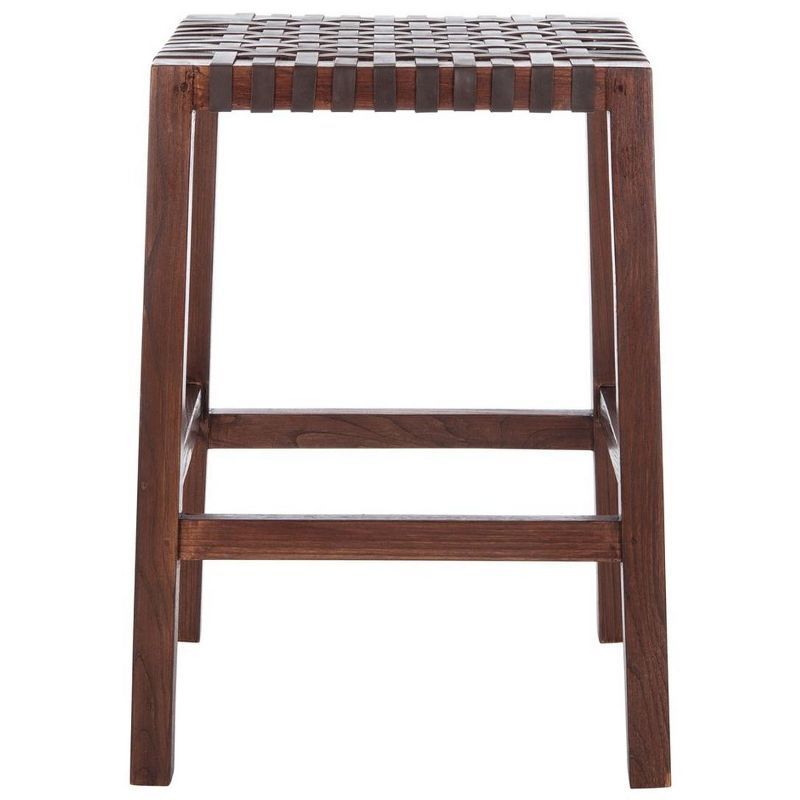 Capri 20'' Transitional Backless Brown Leather Wood Counter Stool