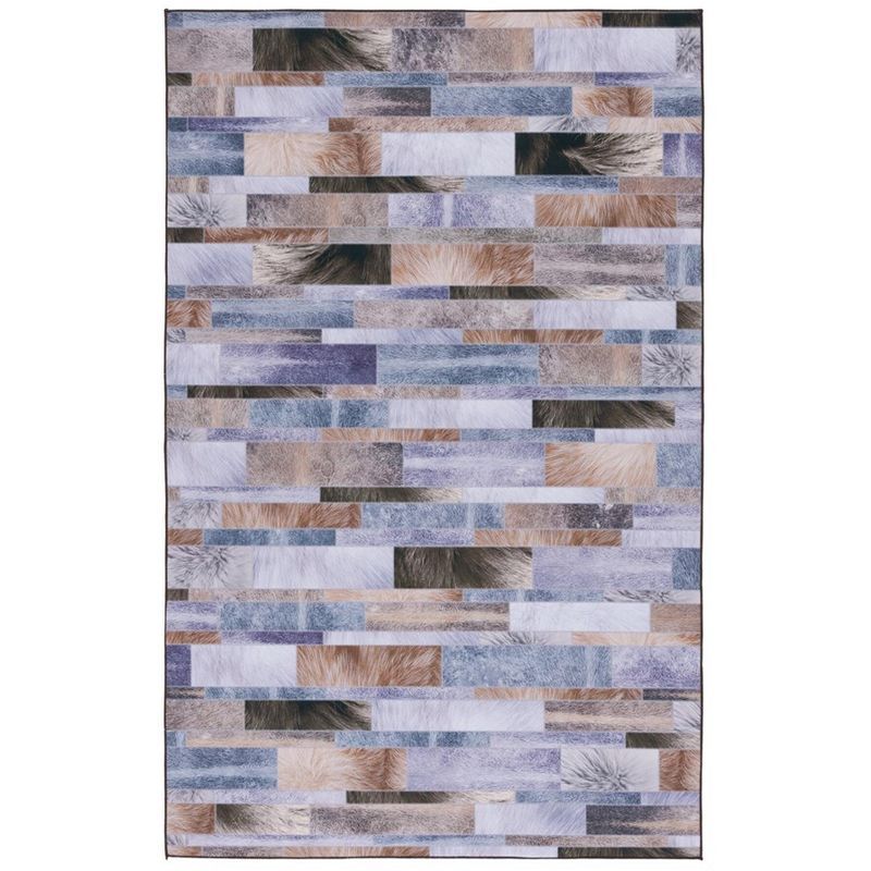 Multicolor Faux Fur Rectangular Washable Area Rug