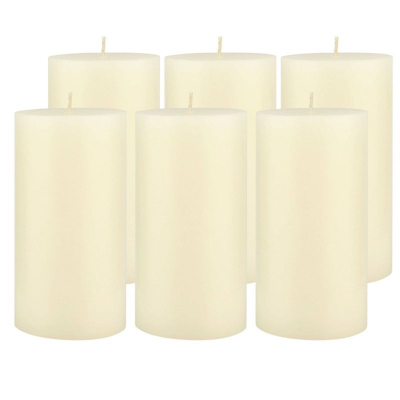 Ivory Smooth 3x6 Inch Pillar Candles, 6-Pack for Elegant Ambiance