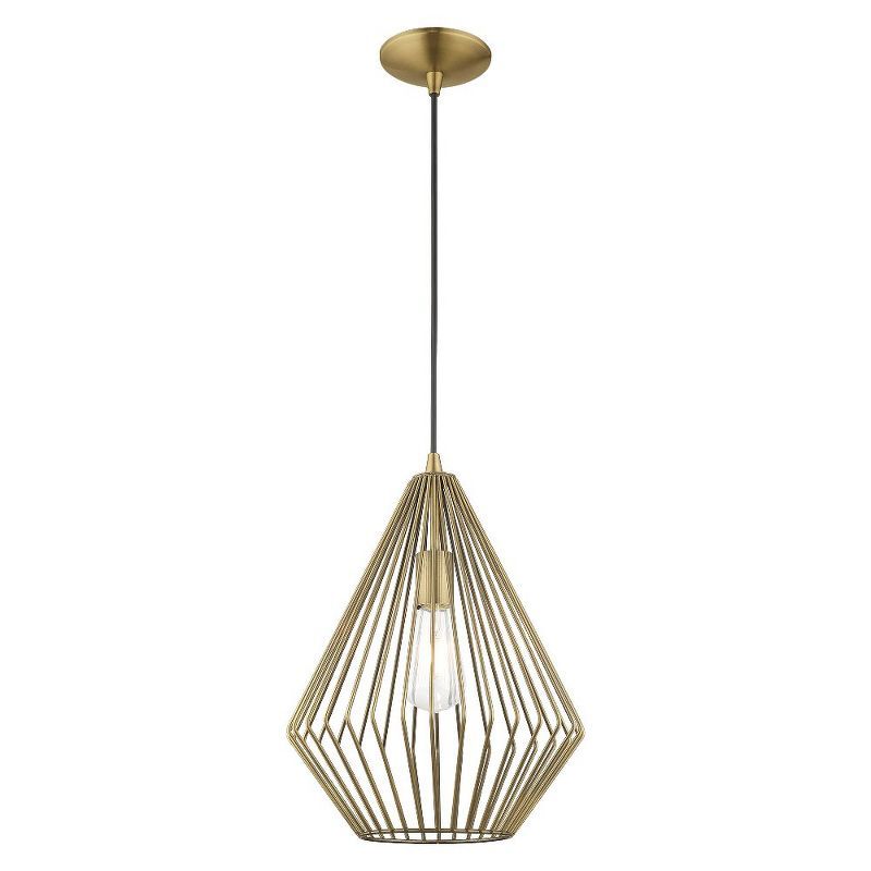 Antique Brass Geometric Metal Mini Pendant Light