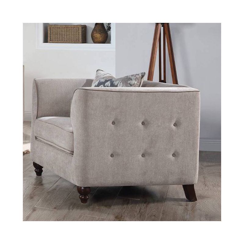 Cyndi Gray Velvet Accent Chair with Wooden Legs