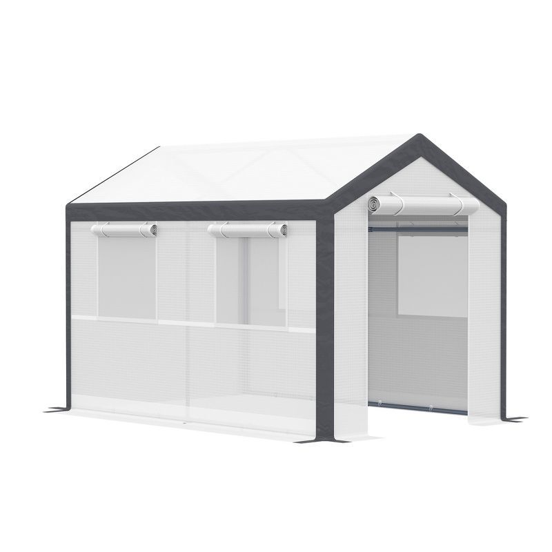 Outsunny White Steel Frame Walk-In Greenhouse with Roll-Up Windows