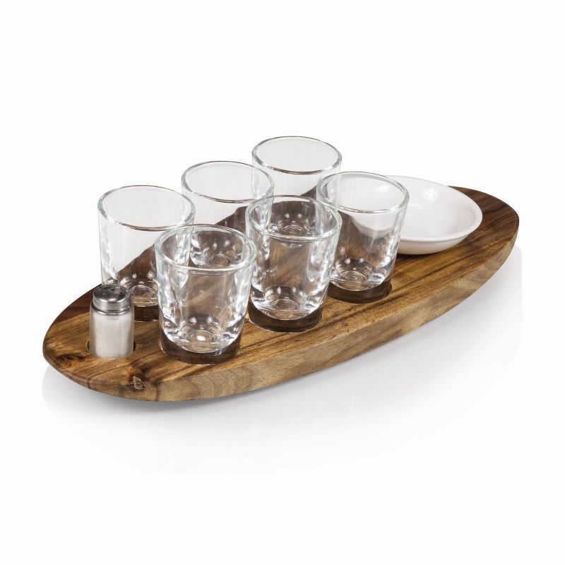 Cantinero Acacia Wood Shot Glass Serving Set with Tray