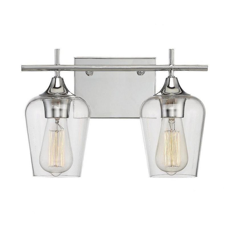 Octave Polished Chrome 2-Light Vanity Fixture with Clear Glass Shades