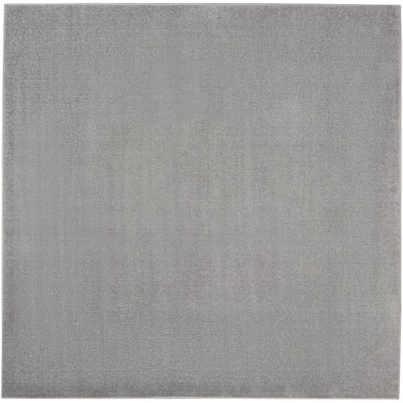 Essential Silver Grey 5' Square Synthetic Outdoor Rug