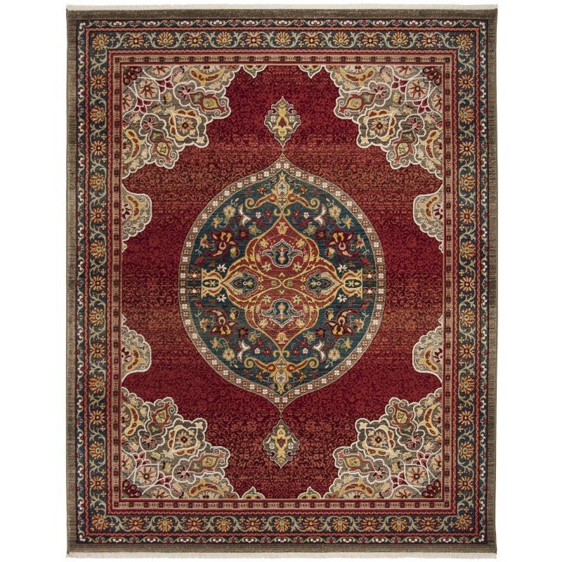 Reversible Red Synthetic Rectangular 9' x 12' Area Rug