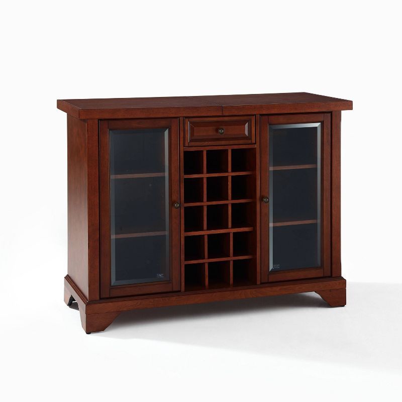 Mahogany Sliding Top Bar Cabinet with Glass Doors