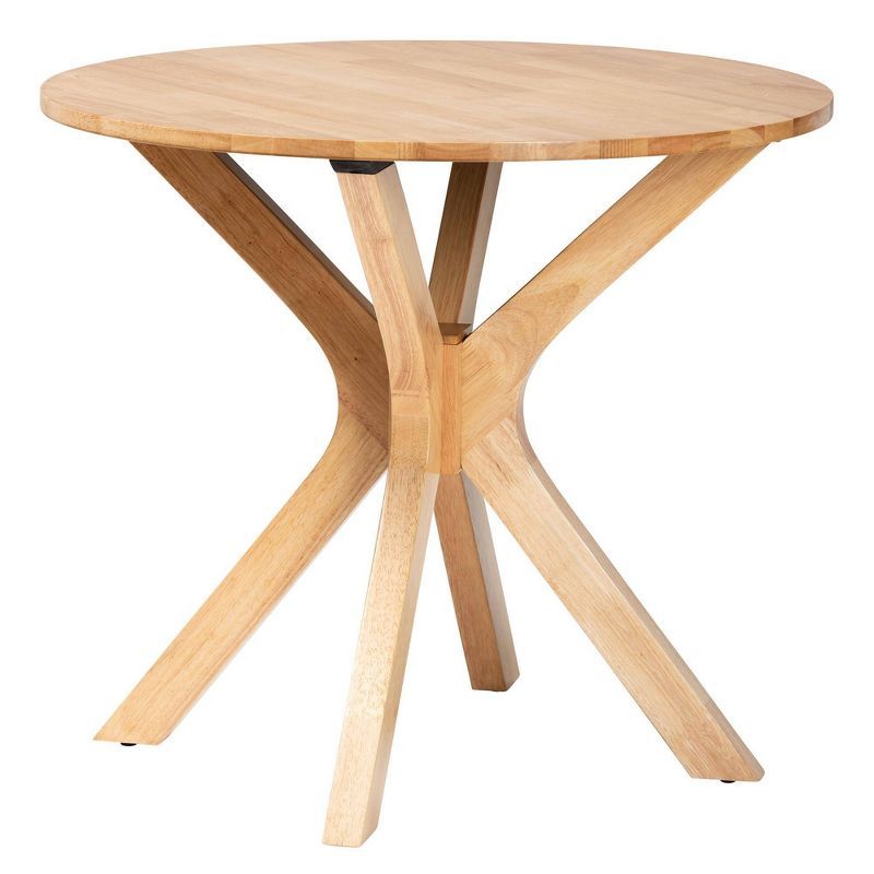 Kenji Natural Rubberwood Round Dining Table with Spider Base, Seats 4