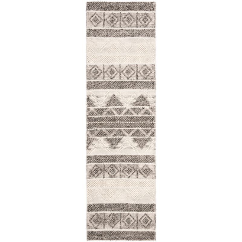 Ivory and Gray Hand-Tufted Wool Runner Rug, 2'3" x 8'