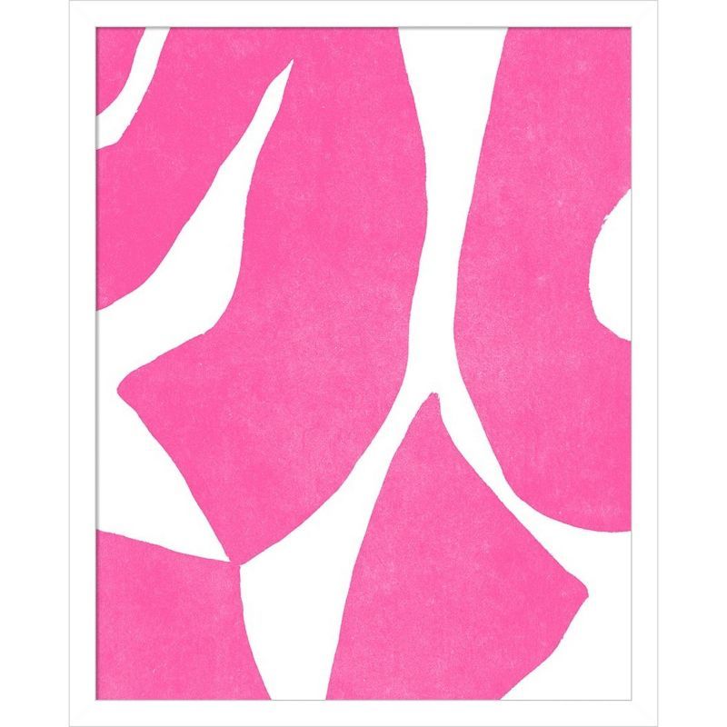 17" x 21" Pink and White Abstract Canvas Framed Wall Art