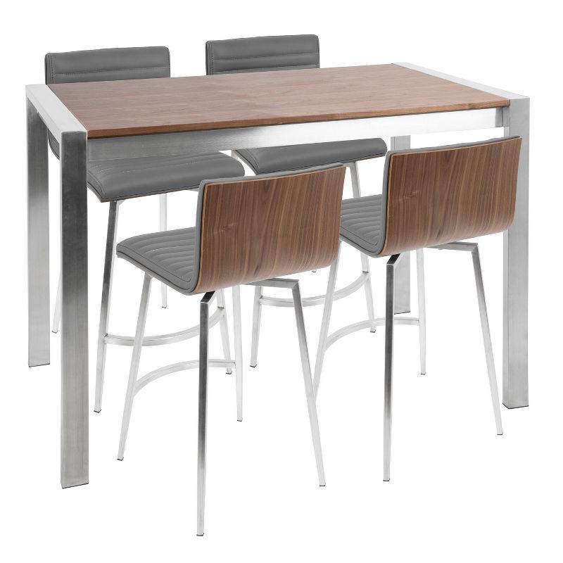 Walnut and Stainless Steel Casual Kitchen Dining Set