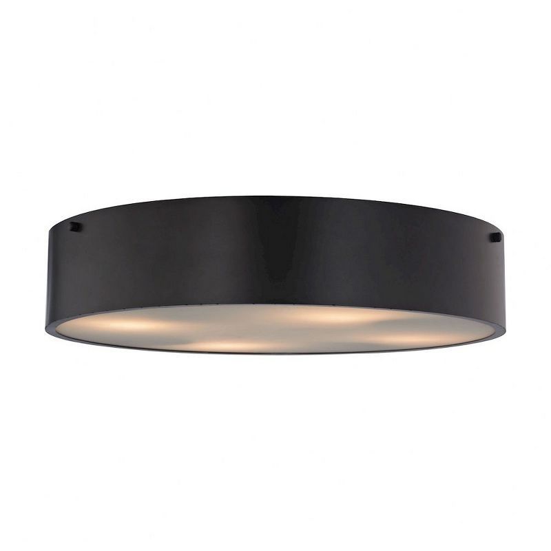 21" Oil Rubbed Bronze 4-Light Flush Mount with White Glass Diffuser