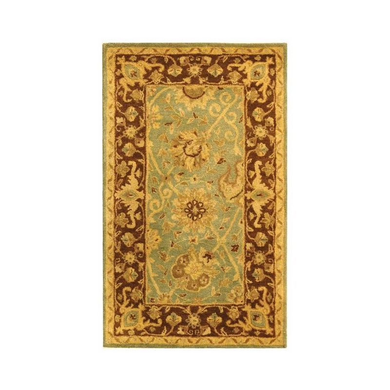 Antiquity Green and Brown Hand Tufted Wool Area Rug