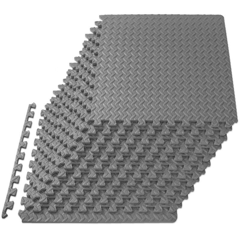 Grey EVA Foam Interlocking Exercise Puzzle Mat, 48 Sq Ft