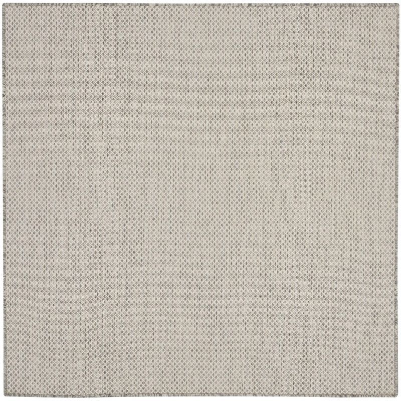 Ivory Silver Geometric Synthetic Square 4' Rug