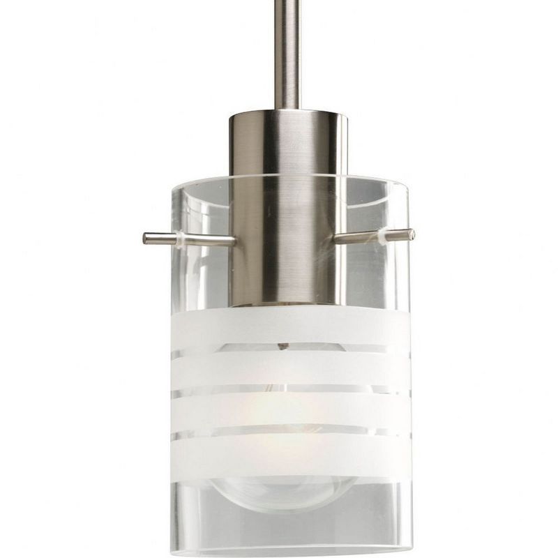 Fairview Brushed Nickel Mini Pendant with Clear and Etched Glass Shade