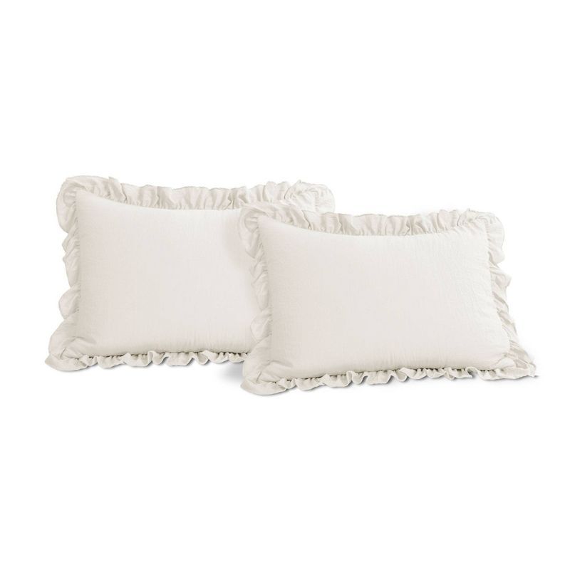 King Off-White Microfiber Ruffled Comforter Set