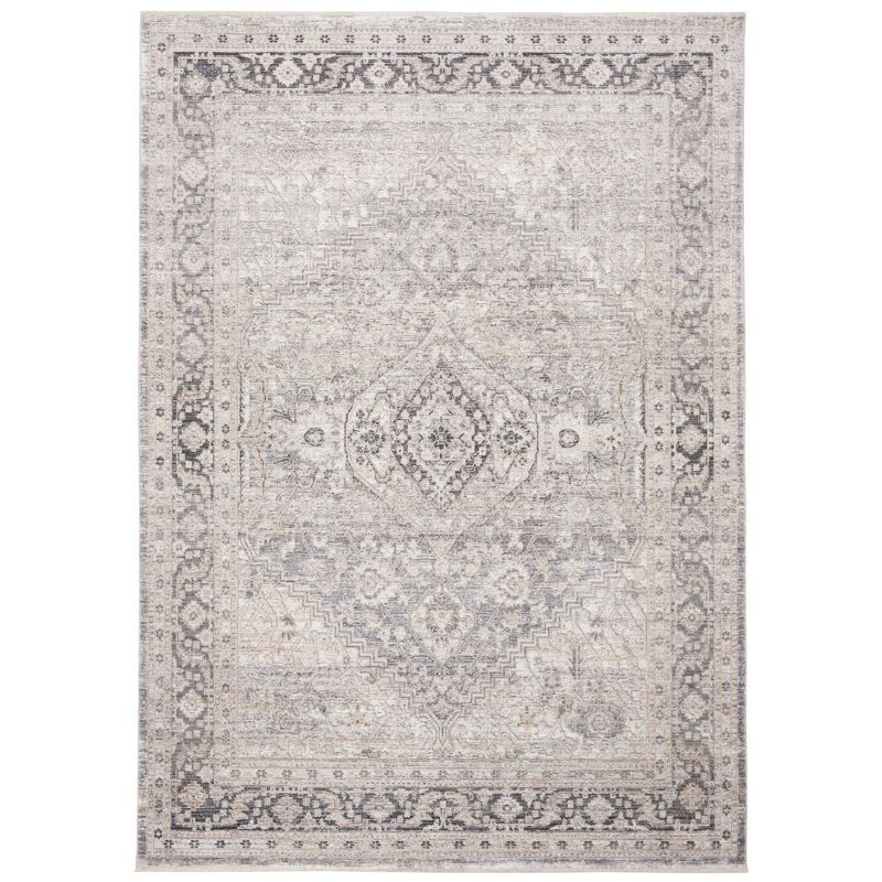 Grey and Ivory Hand-Knotted Wool Viscose Area Rug 4' x 6'