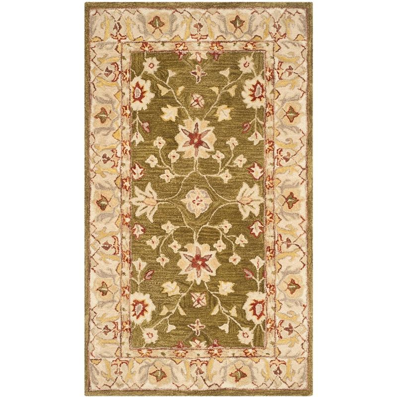 Moss & Ivory Hand-Spun Wool Non-Slip Area Rug, 4' x 6'