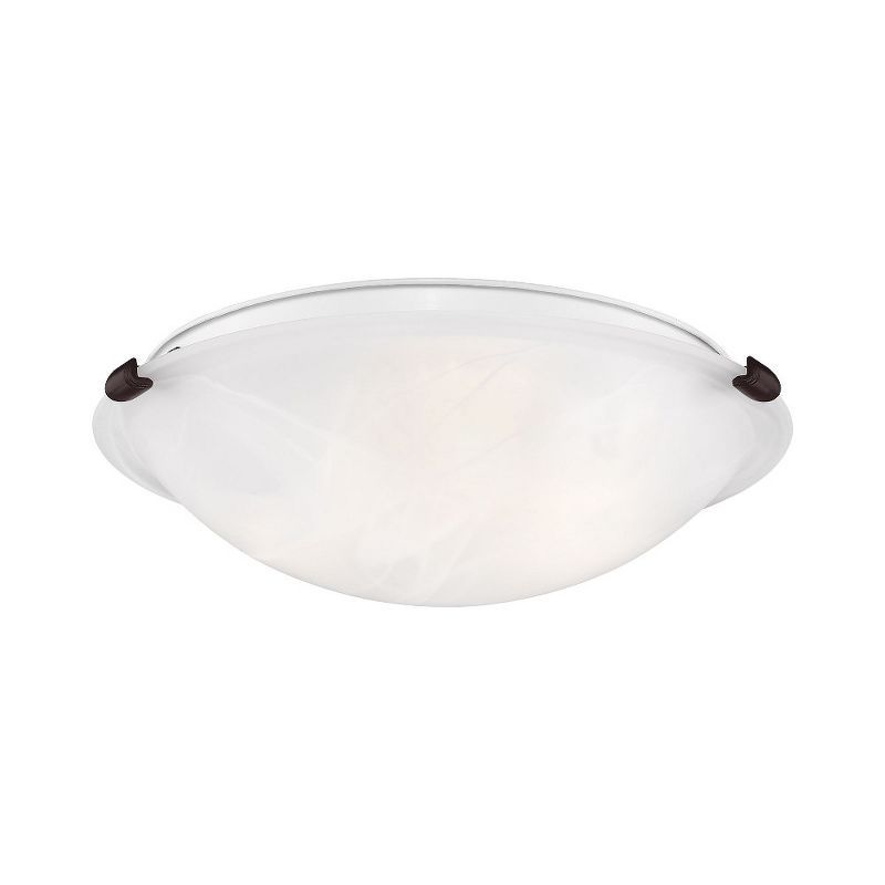 Bronze and White Alabaster Glass 3-Light Flush Mount